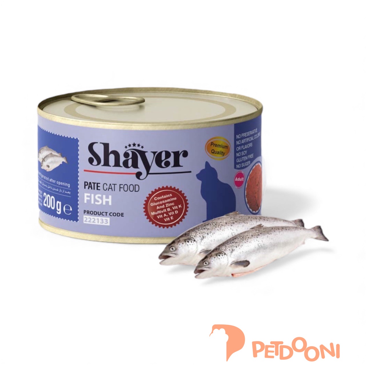 کنسرو پته گربه بالغ شایر با طعم ماهی 200 گرم